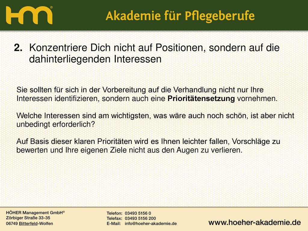 2. Konzentriere Dich nicht auf Positionen, sondern auf die