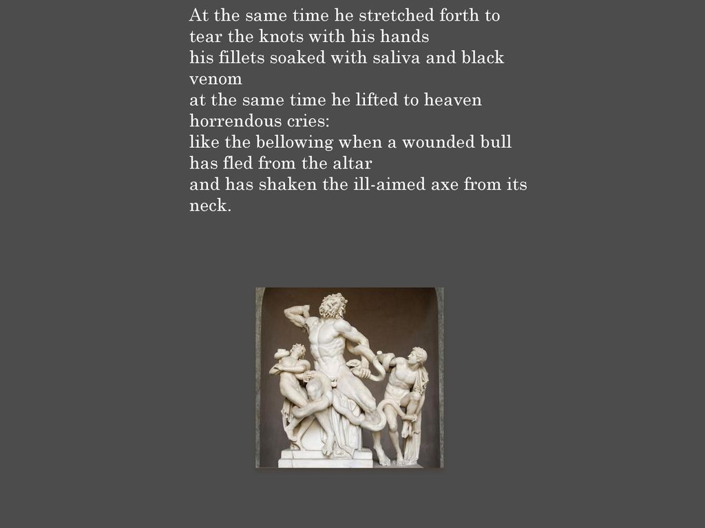 At the same time he stretched forth to tear the knots with his hands