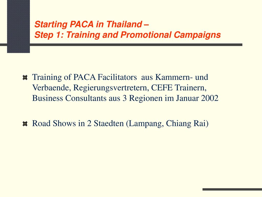 Starting PACA in Thailand – Step 1: Training and Promotional Campaigns