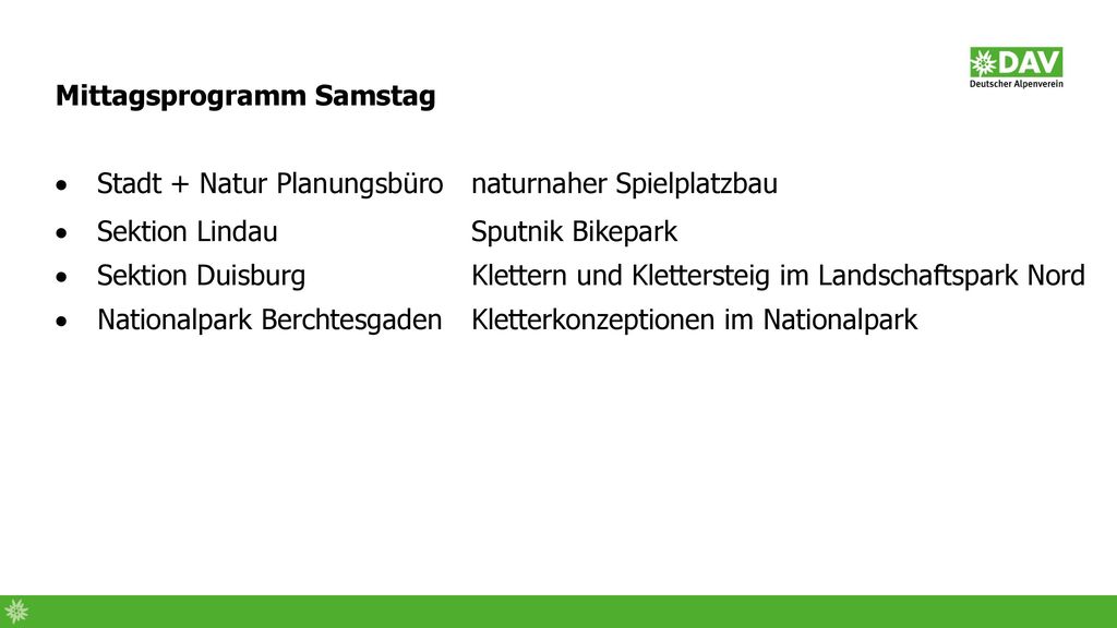 Mittagsprogramm Samstag
