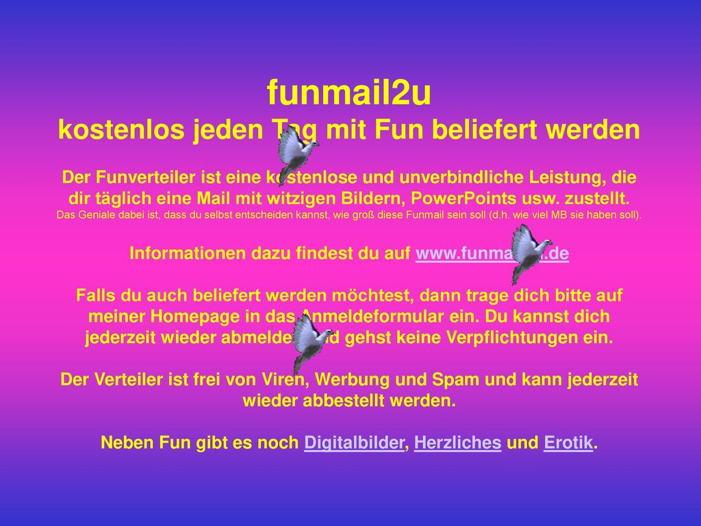 funmail2u kostenlos jeden Tag mit Fun beliefert werden
