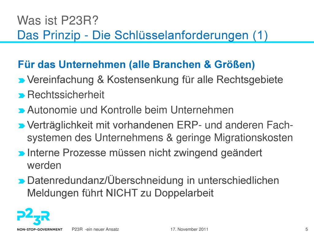 Was ist P23R Das Prinzip - Die Schlüsselanforderungen (1)