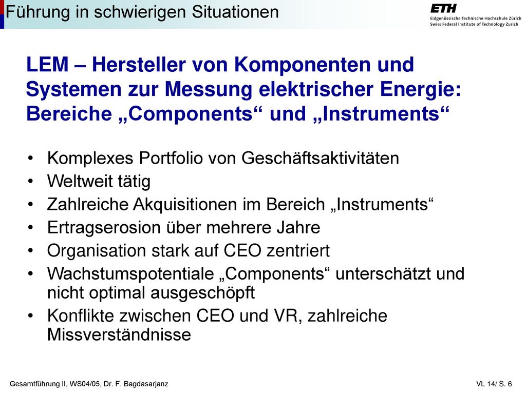 LEM – Hersteller von Komponenten und Systemen zur Messung elektrischer Energie: Bereiche „Components und „Instruments