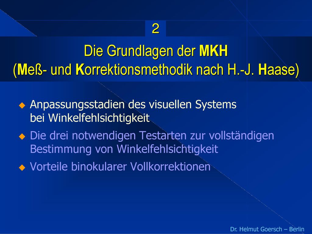 Die Grundlagen der MKH (Meß- und Korrektionsmethodik nach H.-J. Haase)