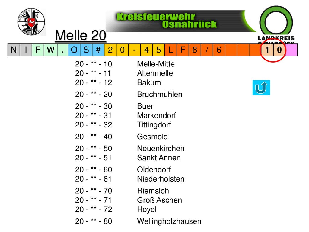 Melle 20 N I F W . O S # L 8 / ** - 10 Melle-Mitte