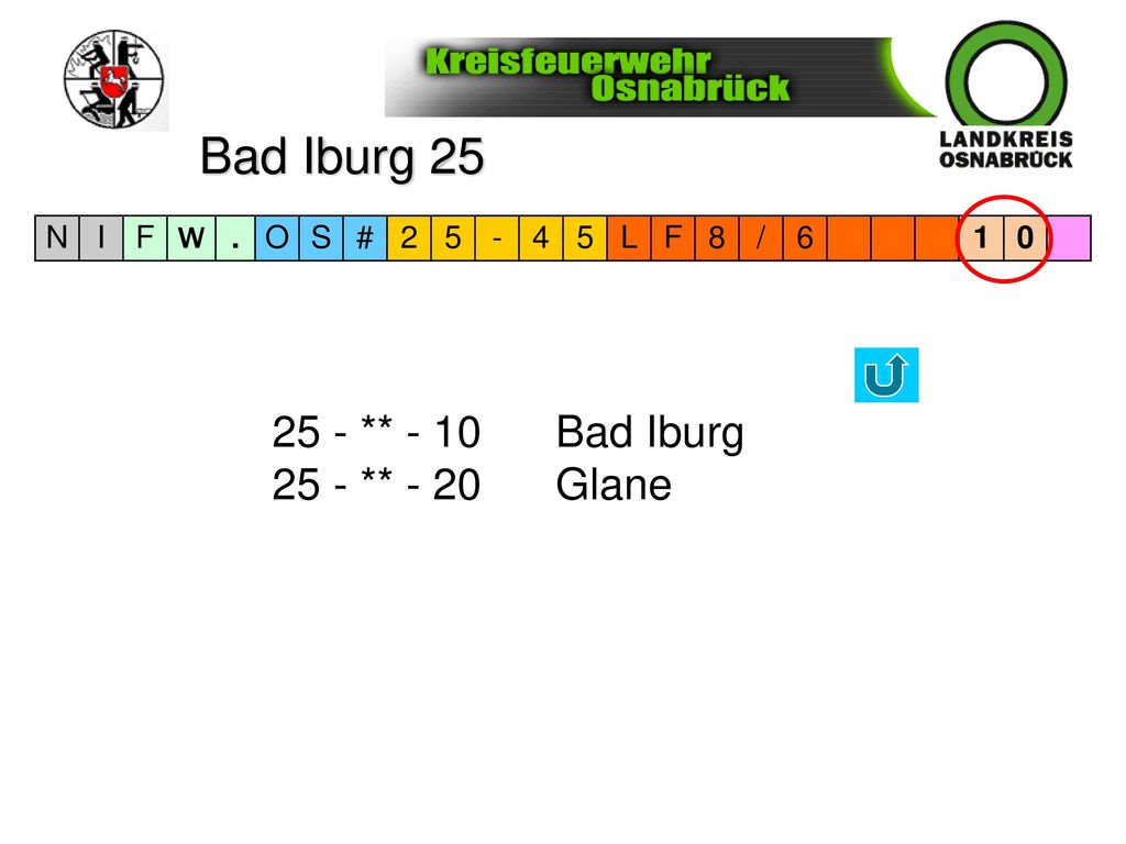 Bad Iburg ** - 10 Bad Iburg 25 - ** - 20 Glane N I F W . O S #