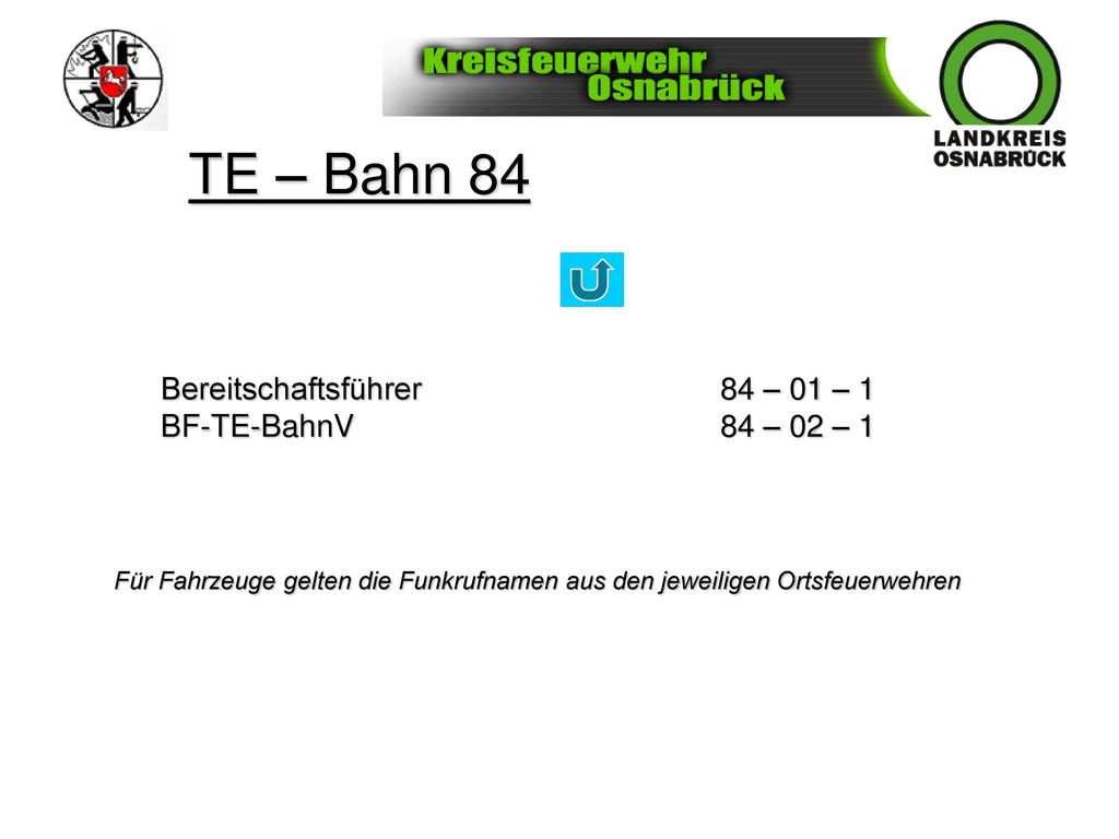 TE – Bahn 84 Bereitschaftsführer 84 – 01 – 1 BF-TE-BahnV 84 – 02 – 1