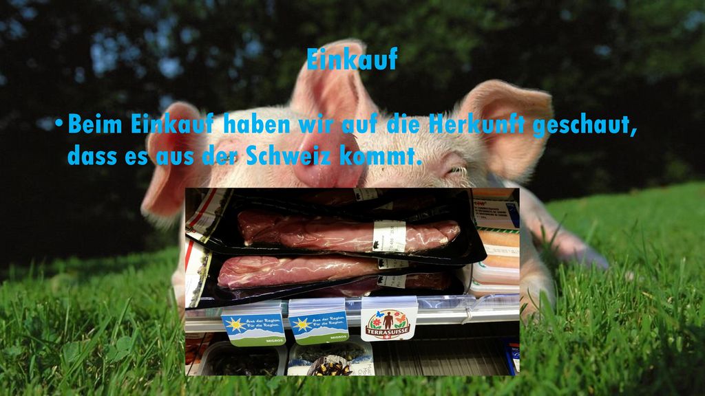 Einkauf Beim Einkauf haben wir auf die Herkunft geschaut, dass es aus der Schweiz kommt.