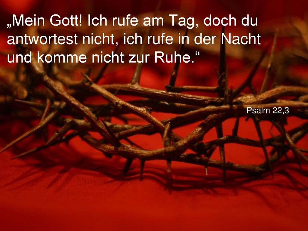 „Mein Gott! Ich rufe am Tag, doch du antwortest nicht, ich rufe in der Nacht und komme nicht zur Ruhe.