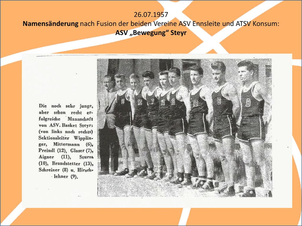 Namensänderung nach Fusion der beiden Vereine ASV Ennsleite und ATSV Konsum: ASV „Bewegung Steyr