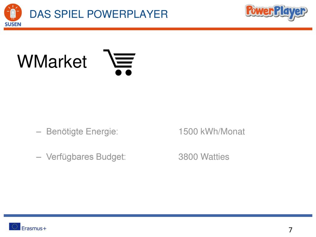 WMarket DAS SPIEL POWERPLAYER Benötigte Energie: 1500 kWh/Monat