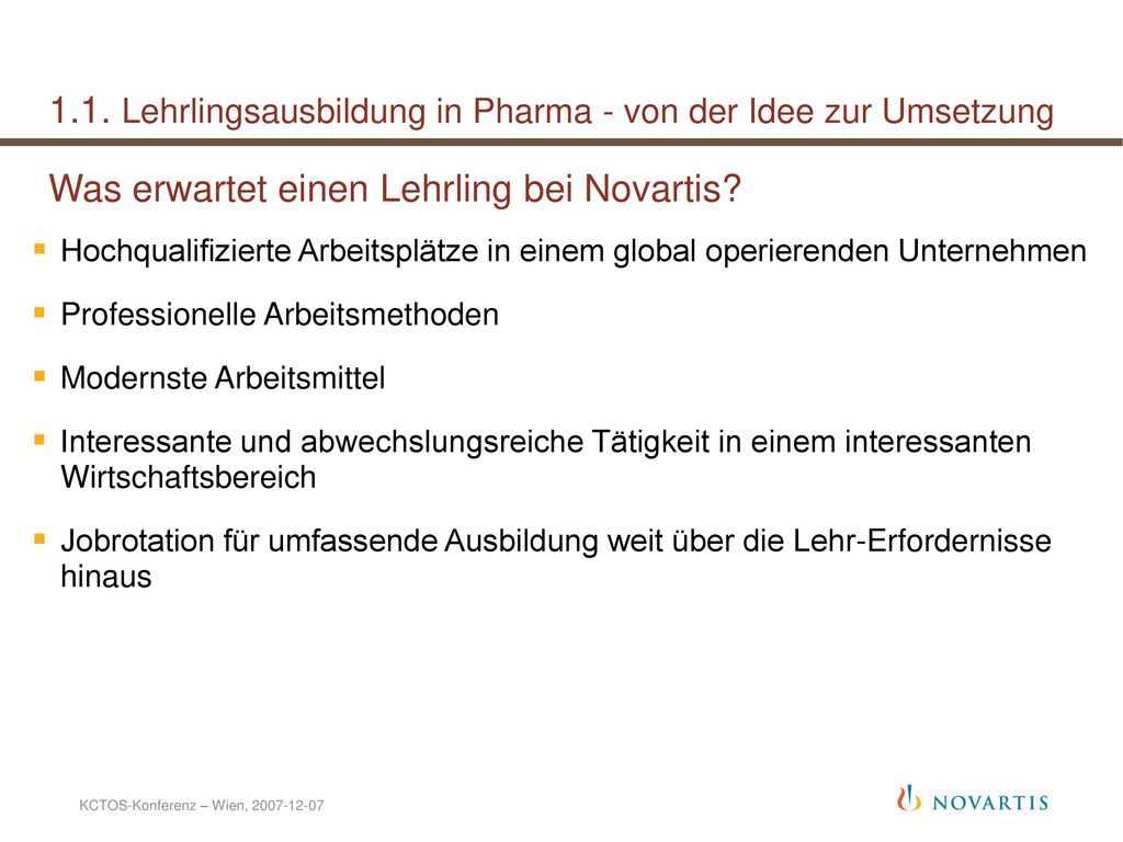 1.1. Lehrlingsausbildung in Pharma - von der Idee zur Umsetzung