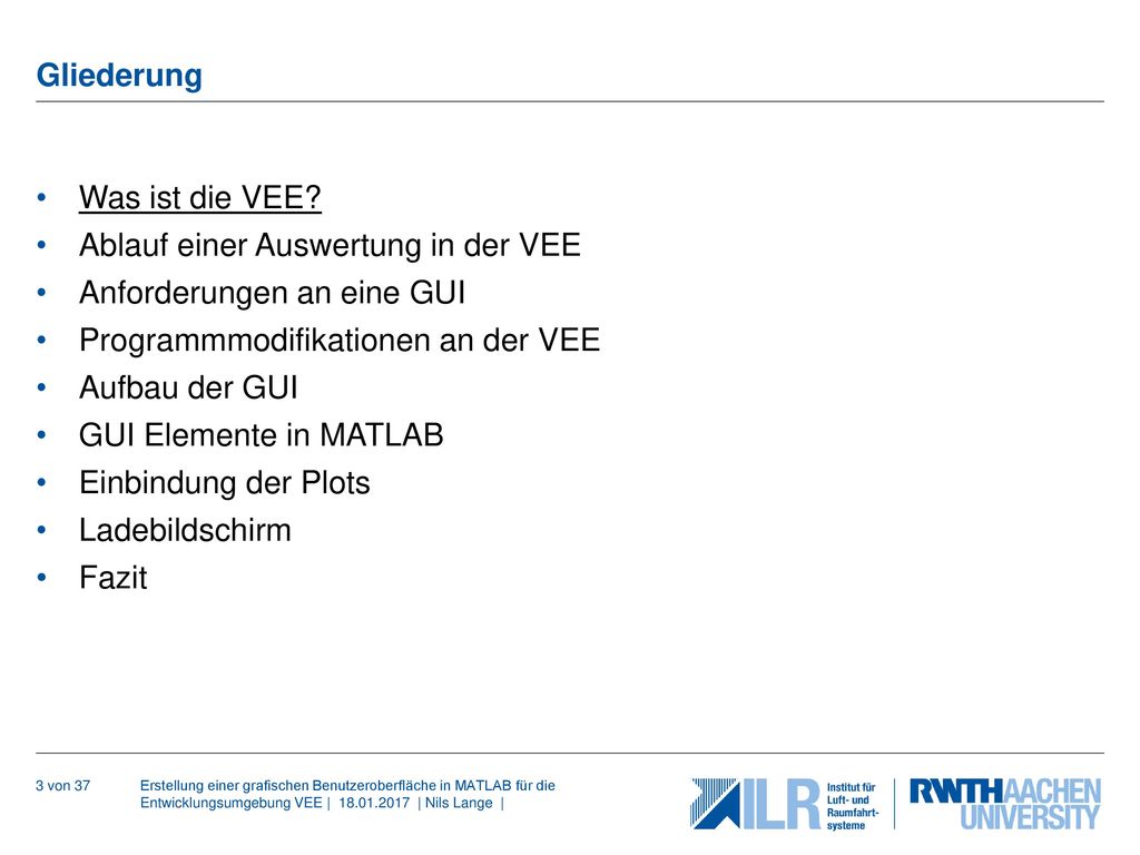 Ablauf einer Auswertung in der VEE Anforderungen an eine GUI