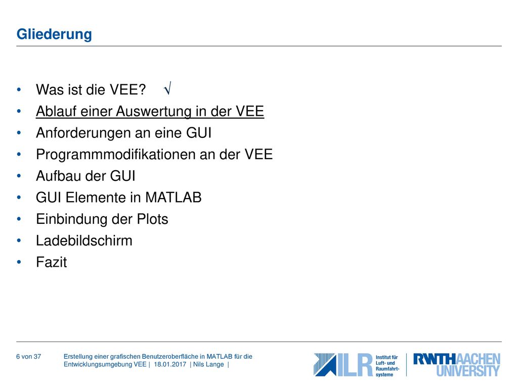Ablauf einer Auswertung in der VEE Anforderungen an eine GUI
