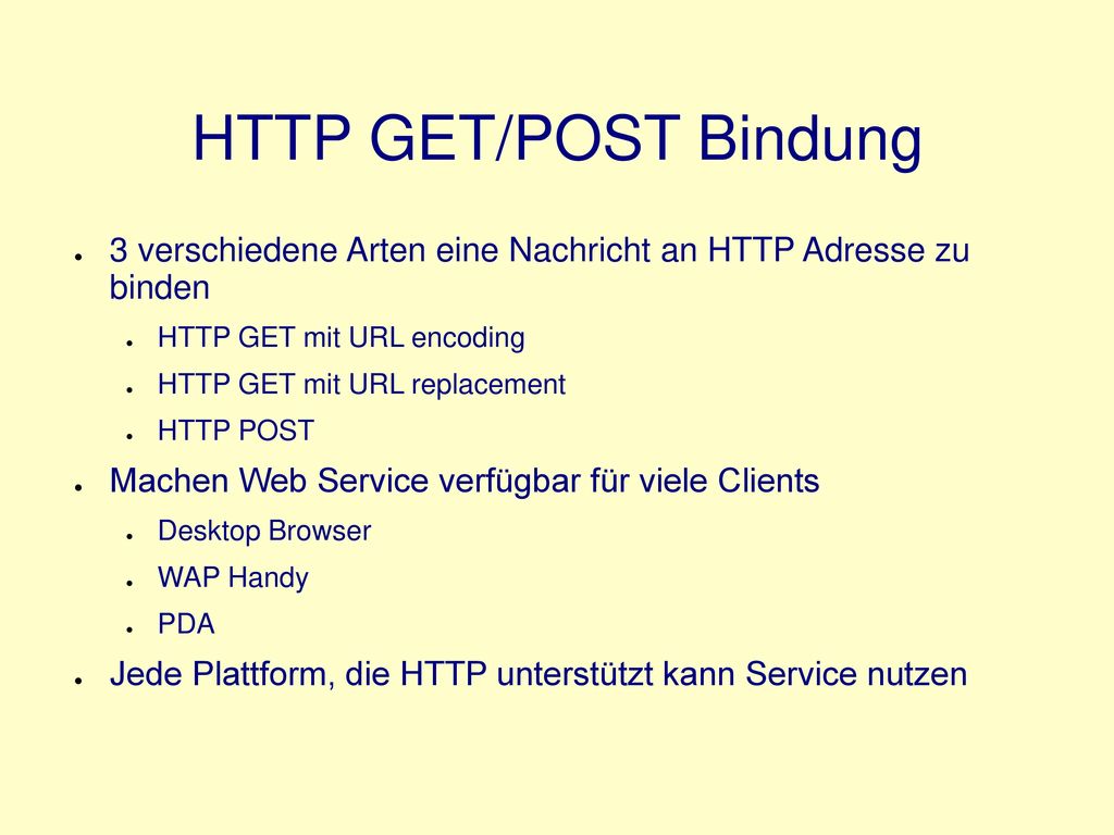 HTTP GET/POST Bindung 3 verschiedene Arten eine Nachricht an HTTP Adresse zu binden. HTTP GET mit URL encoding.