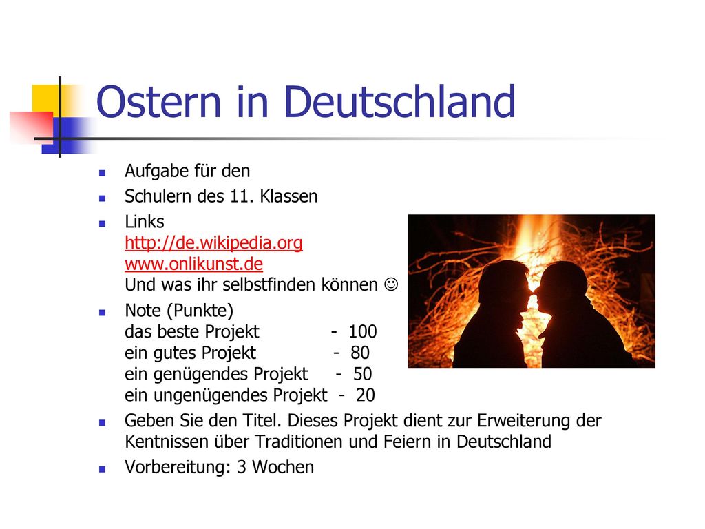 Ostern in Deutschland Aufgabe für den Schulern des 11. Klassen