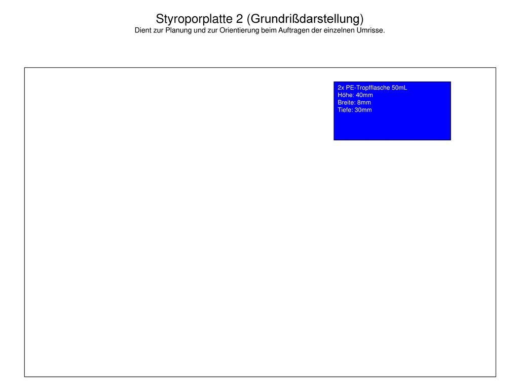 Styroporplatte 2 (Grundrißdarstellung) Dient zur Planung und zur Orientierung beim Auftragen der einzelnen Umrisse.