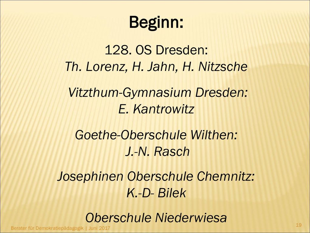 Beginn: 128. OS Dresden: Th. Lorenz, H. Jahn, H. Nitzsche