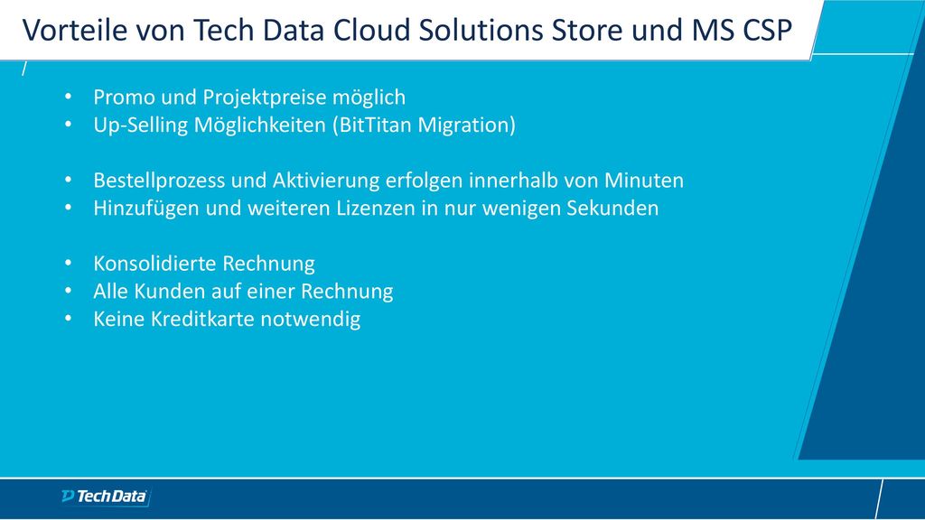 Vorteile von Tech Data Cloud Solutions Store und MS CSP