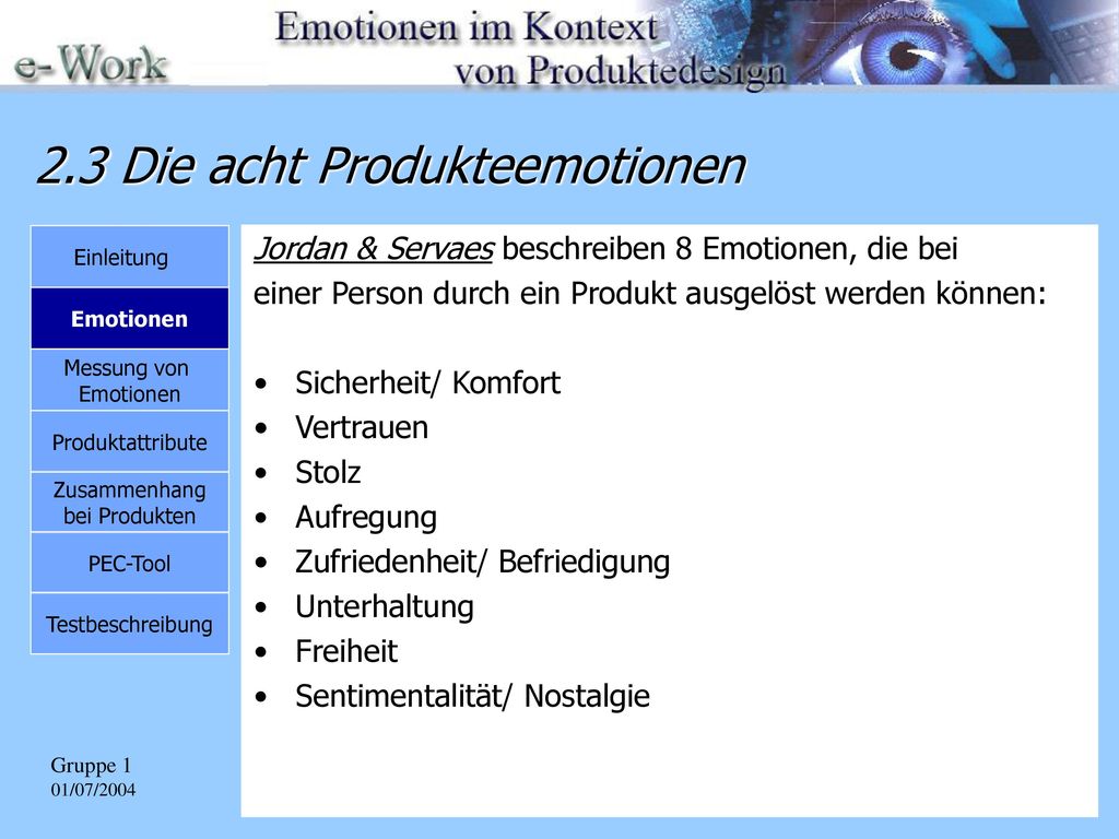 2.3 Die acht Produkteemotionen