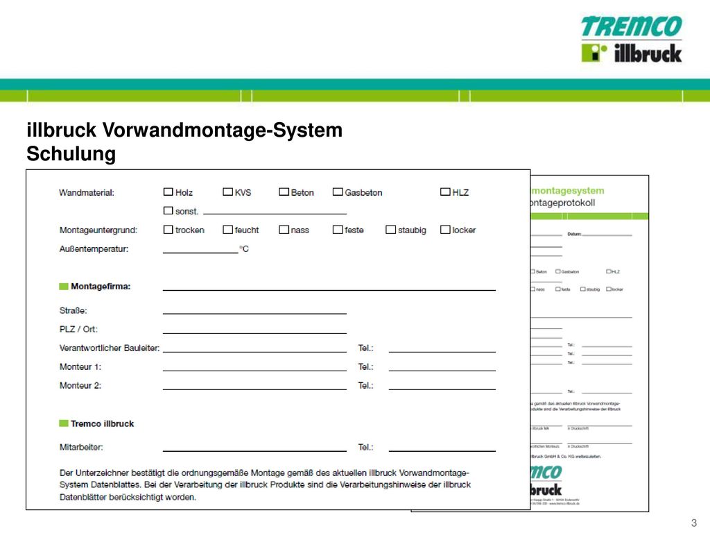 illbruck Vorwandmontage-System Schulung