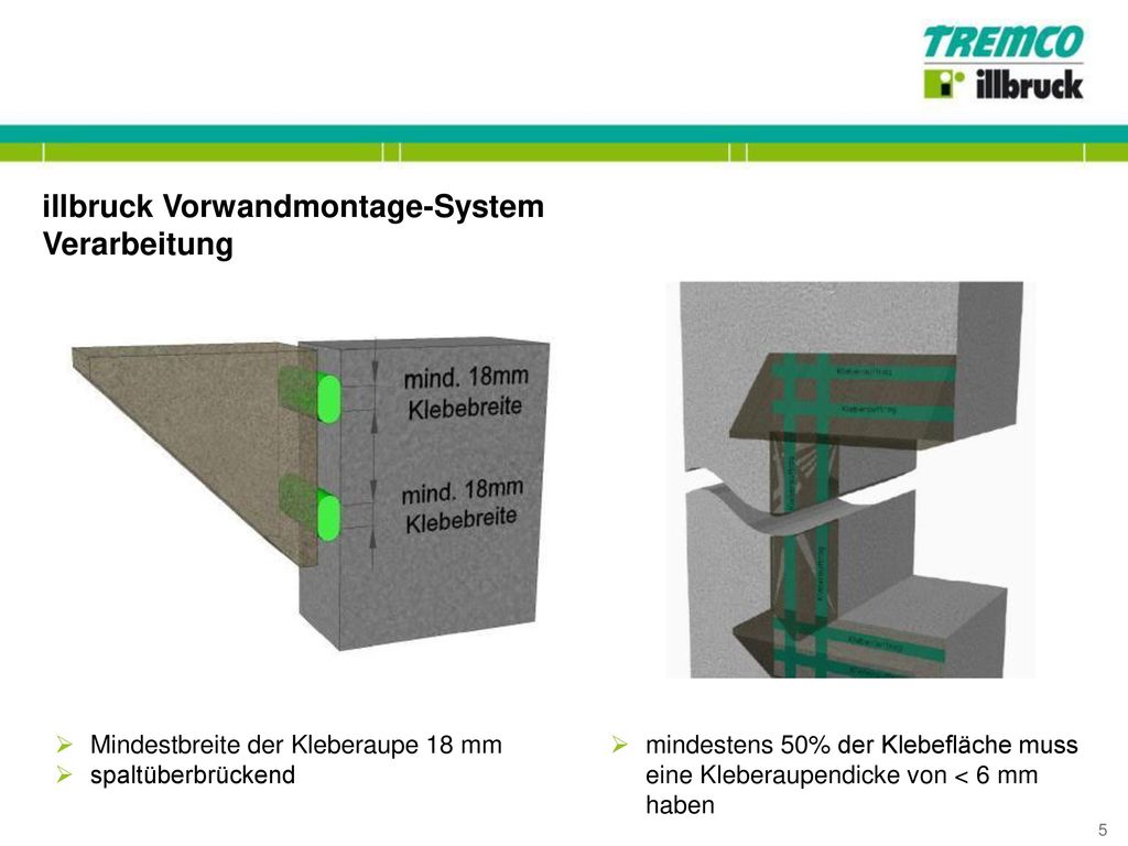 illbruck Vorwandmontage-System Verarbeitung