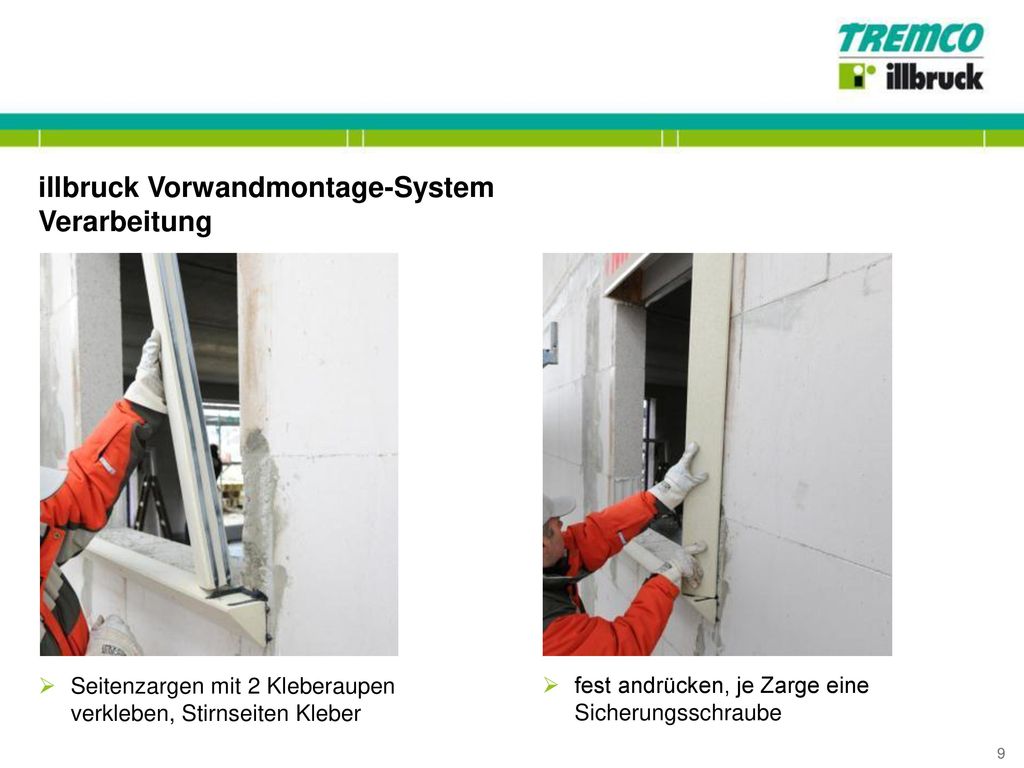 illbruck Vorwandmontage-System Verarbeitung