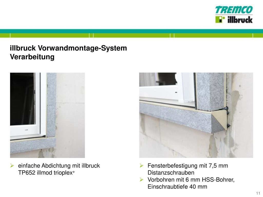 illbruck Vorwandmontage-System Verarbeitung