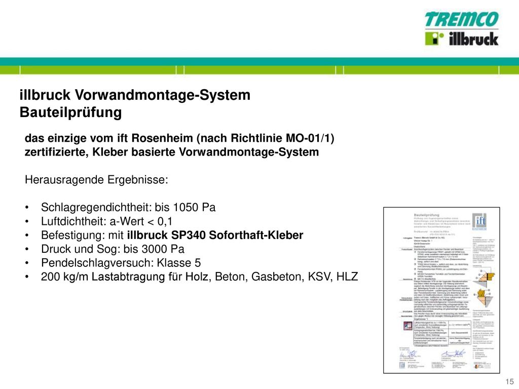 illbruck Vorwandmontage-System Bauteilprüfung