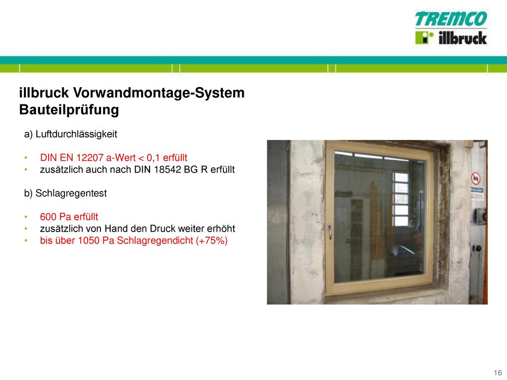 illbruck Vorwandmontage-System Bauteilprüfung