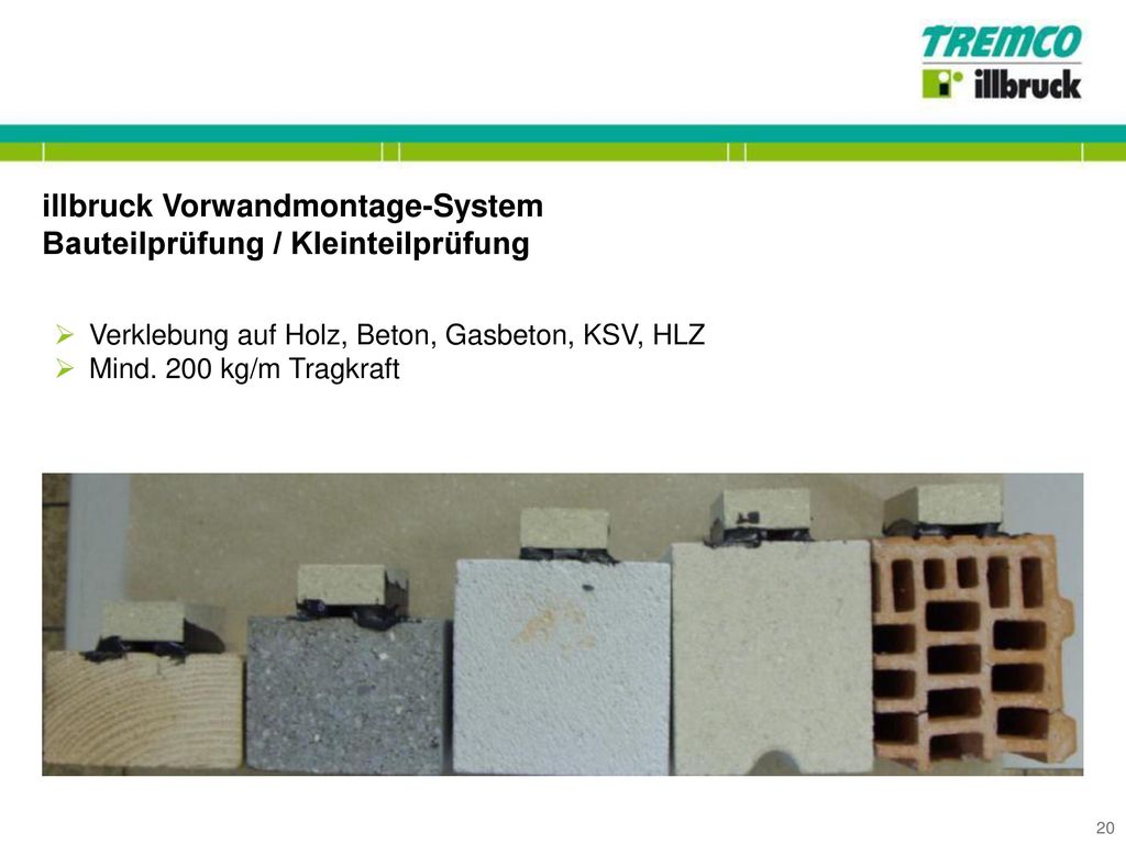 illbruck Vorwandmontage-System Bauteilprüfung / Kleinteilprüfung
