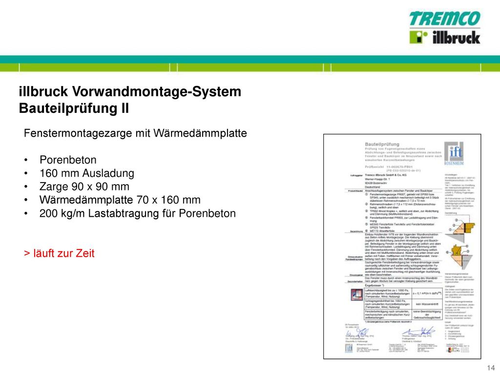 illbruck Vorwandmontage-System Bauteilprüfung II