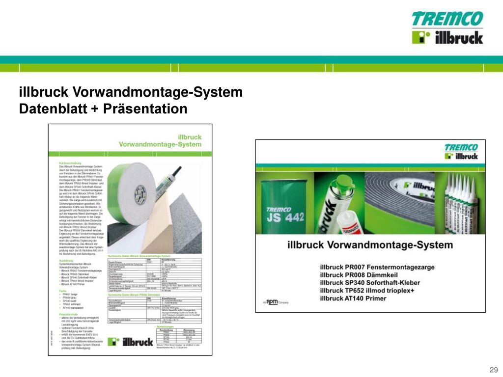 illbruck Vorwandmontage-System Datenblatt + Präsentation
