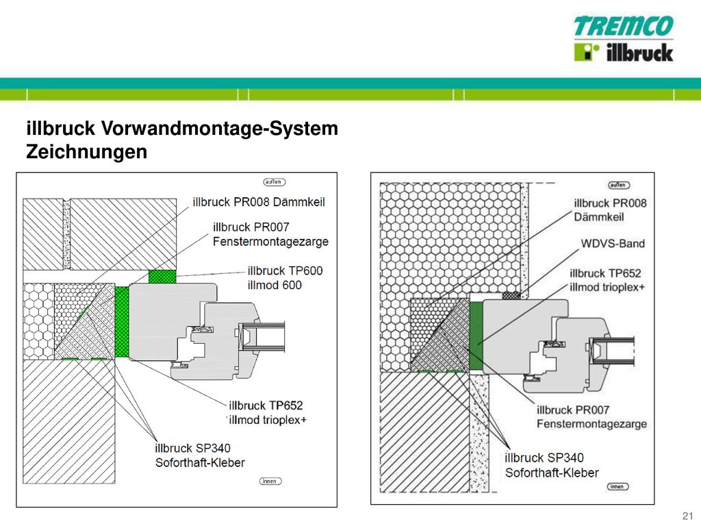 illbruck Vorwandmontage-System Zeichnungen