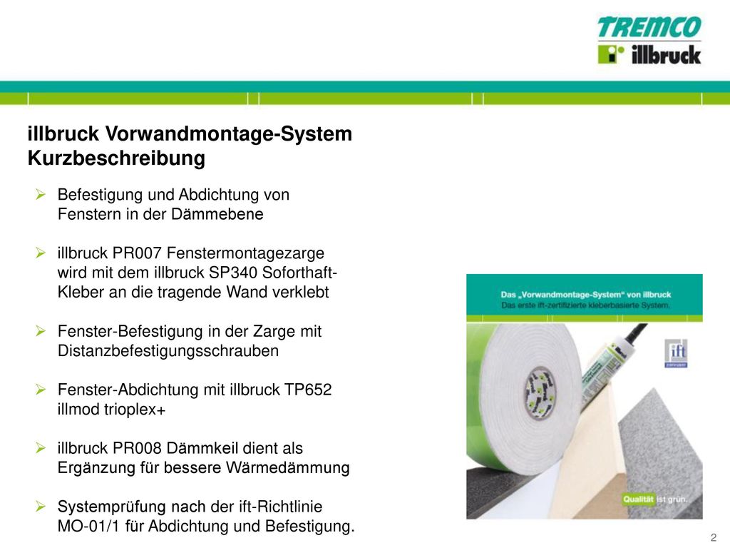 illbruck Vorwandmontage-System Kurzbeschreibung