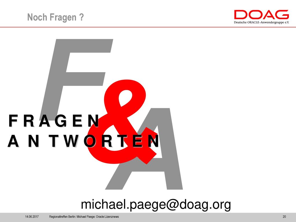 F & A F R A G E N A N T W O R T E N
