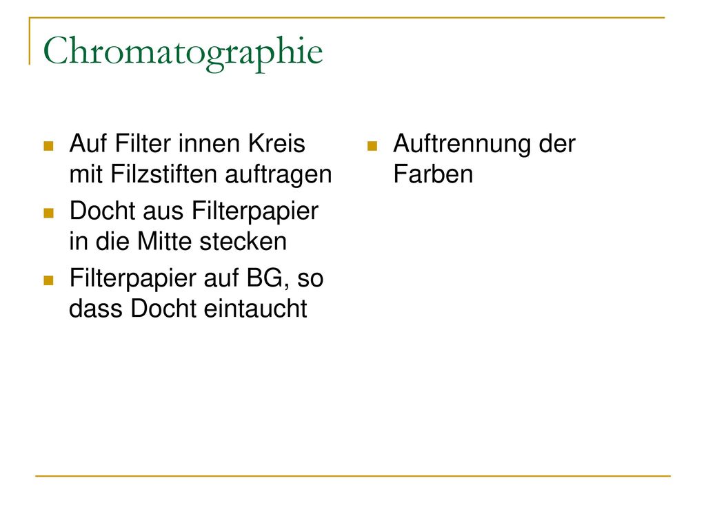 Chromatographie Auf Filter innen Kreis mit Filzstiften auftragen