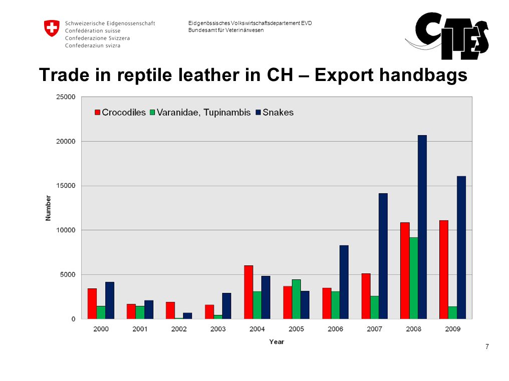 Trade in reptile leather in CH – Export handbags