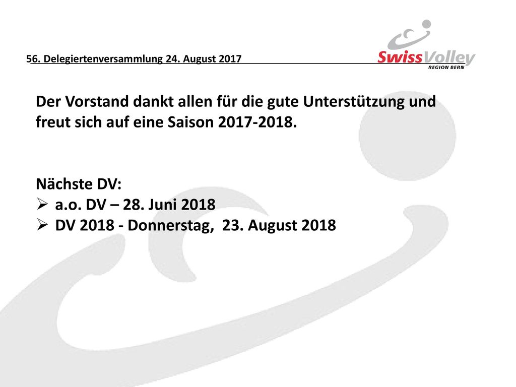 Der Vorstand dankt allen für die gute Unterstützung und freut sich auf eine Saison