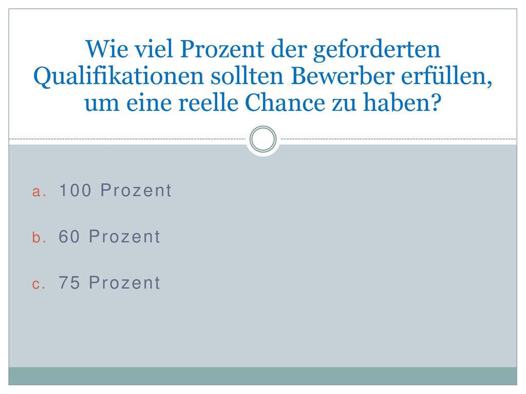 Wie viel Prozent der geforderten Qualifikationen sollten Bewerber erfüllen, um eine reelle Chance zu haben