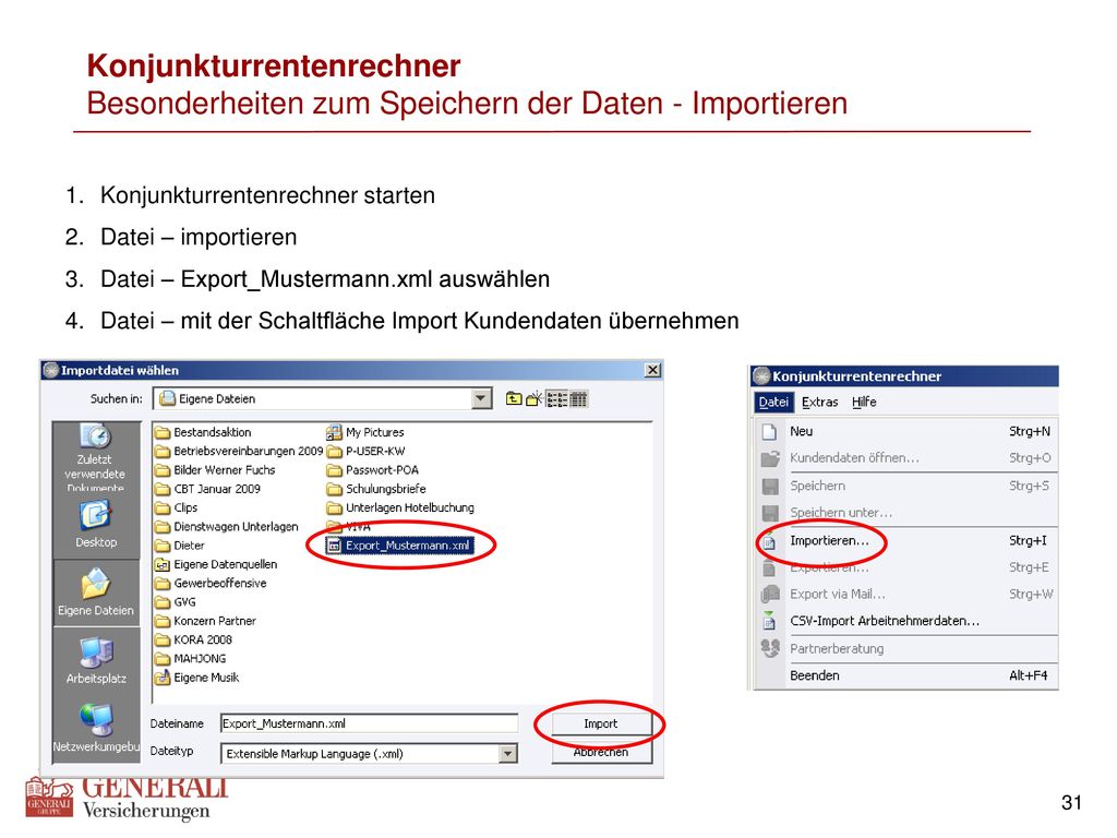 Konjunkturrentenrechner Übernahme der Daten – diese können jetzt verändert werden