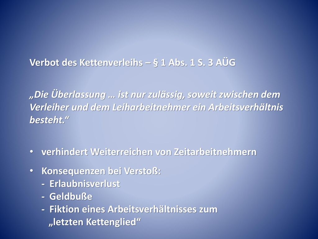Verbot des Kettenverleihs – § 1 Abs. 1 S. 3 AÜG