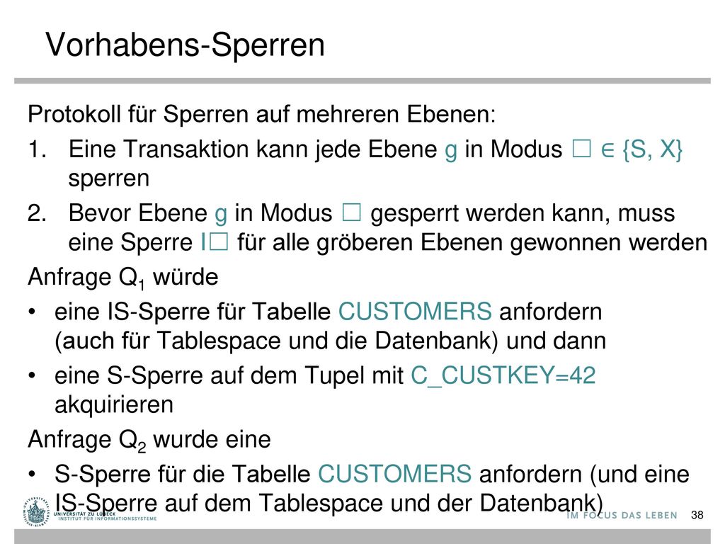 Vorhabens-Sperren Protokoll für Sperren auf mehreren Ebenen: