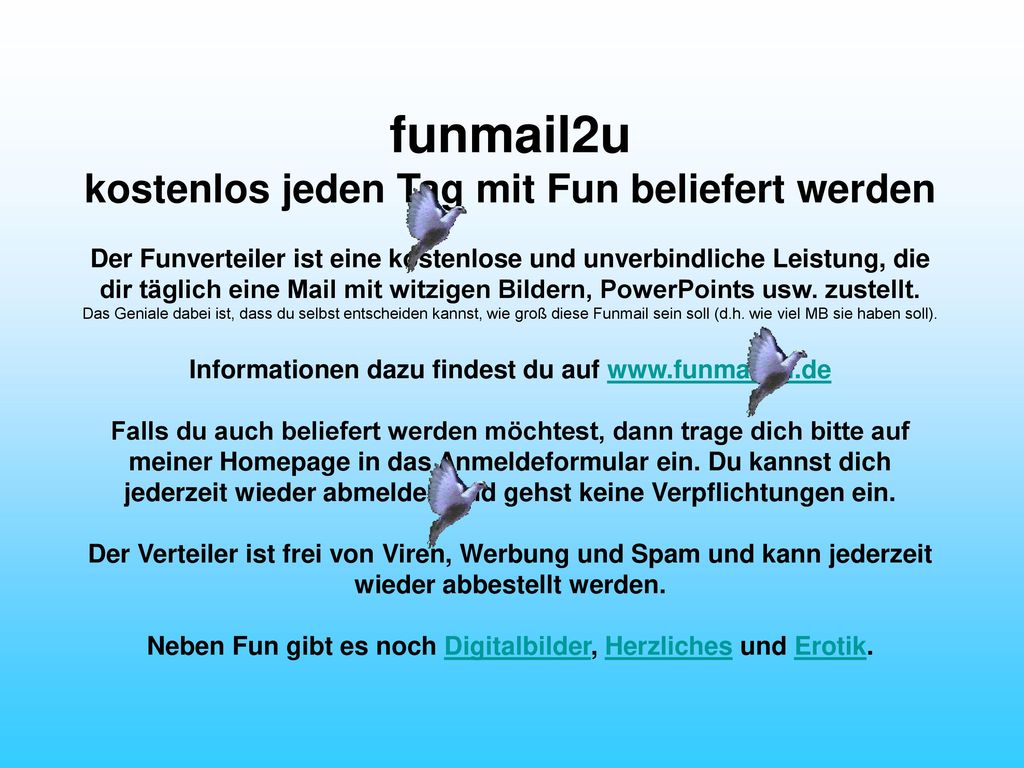 funmail2u kostenlos jeden Tag mit Fun beliefert werden