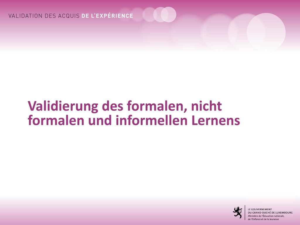 Validierung des formalen, nicht formalen und informellen Lernens