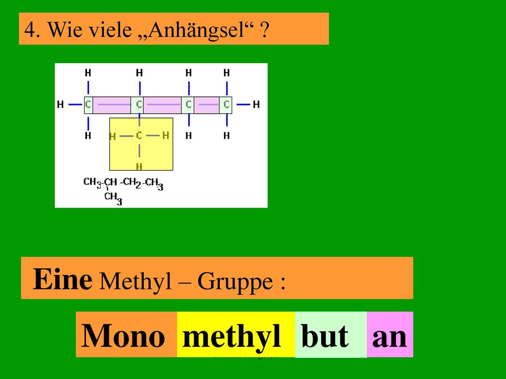 Mono methyl but an Eine Methyl – Gruppe : 4. Wie viele „Anhängsel