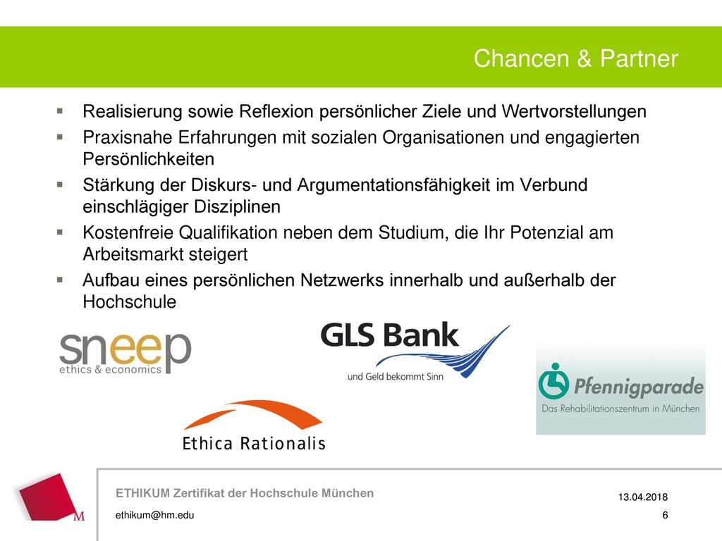 Chancen & Partner Realisierung sowie Reflexion persönlicher Ziele und Wertvorstellungen.