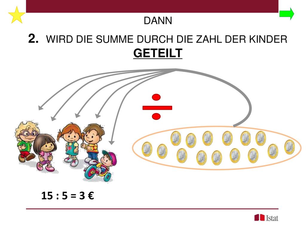 2. WIRD DIE SUMME DURCH DIE ZAHL DER KINDER GETEILT