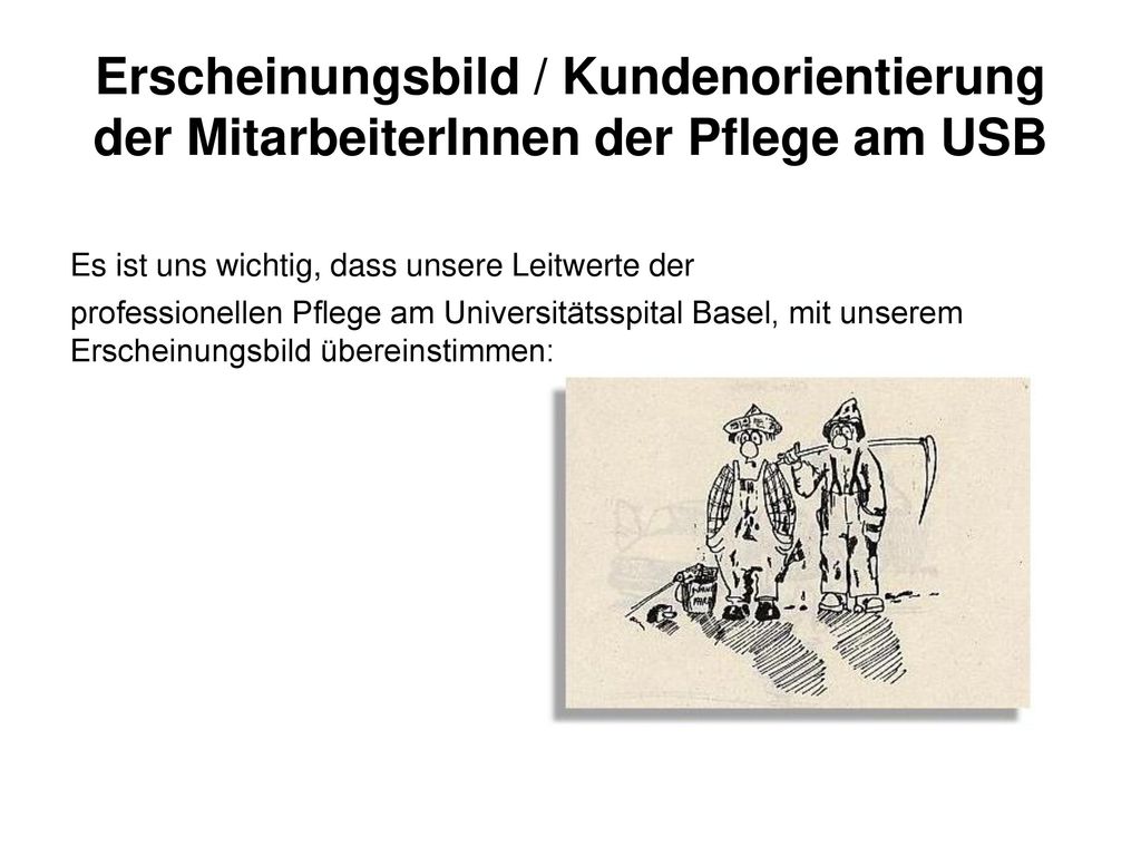 Erscheinungsbild / Kundenorientierung der MitarbeiterInnen der Pflege am USB