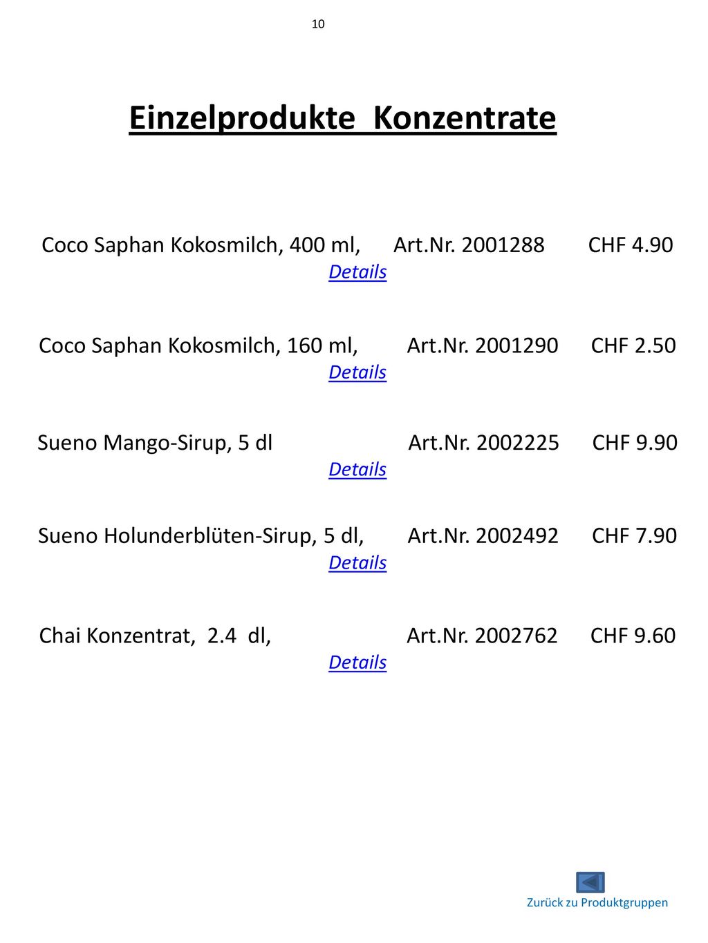 Einzelprodukte Konzentrate